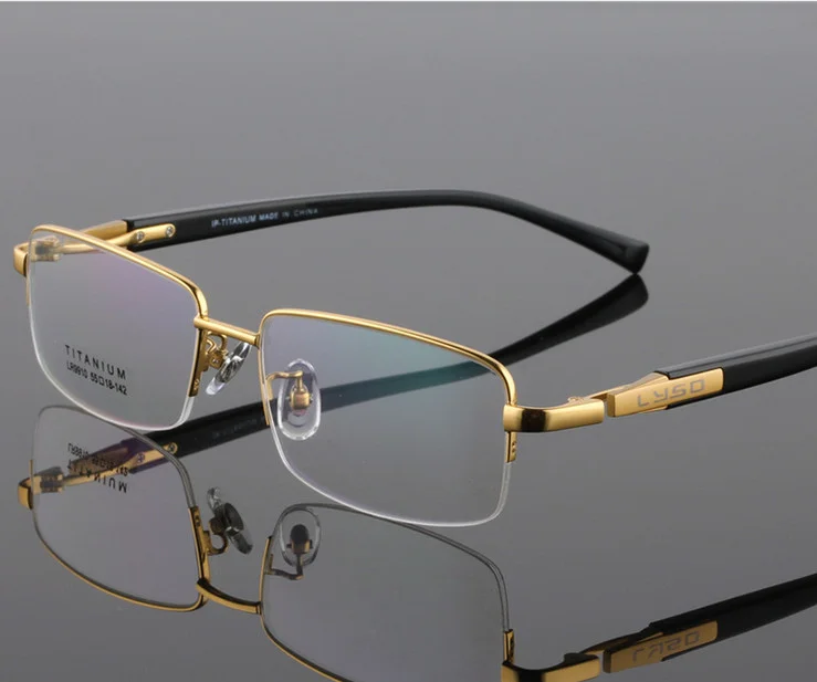 Luxury Slim Rimless Eyeglass frames Men Optic Gold Ultralight Titanium Glasses 3