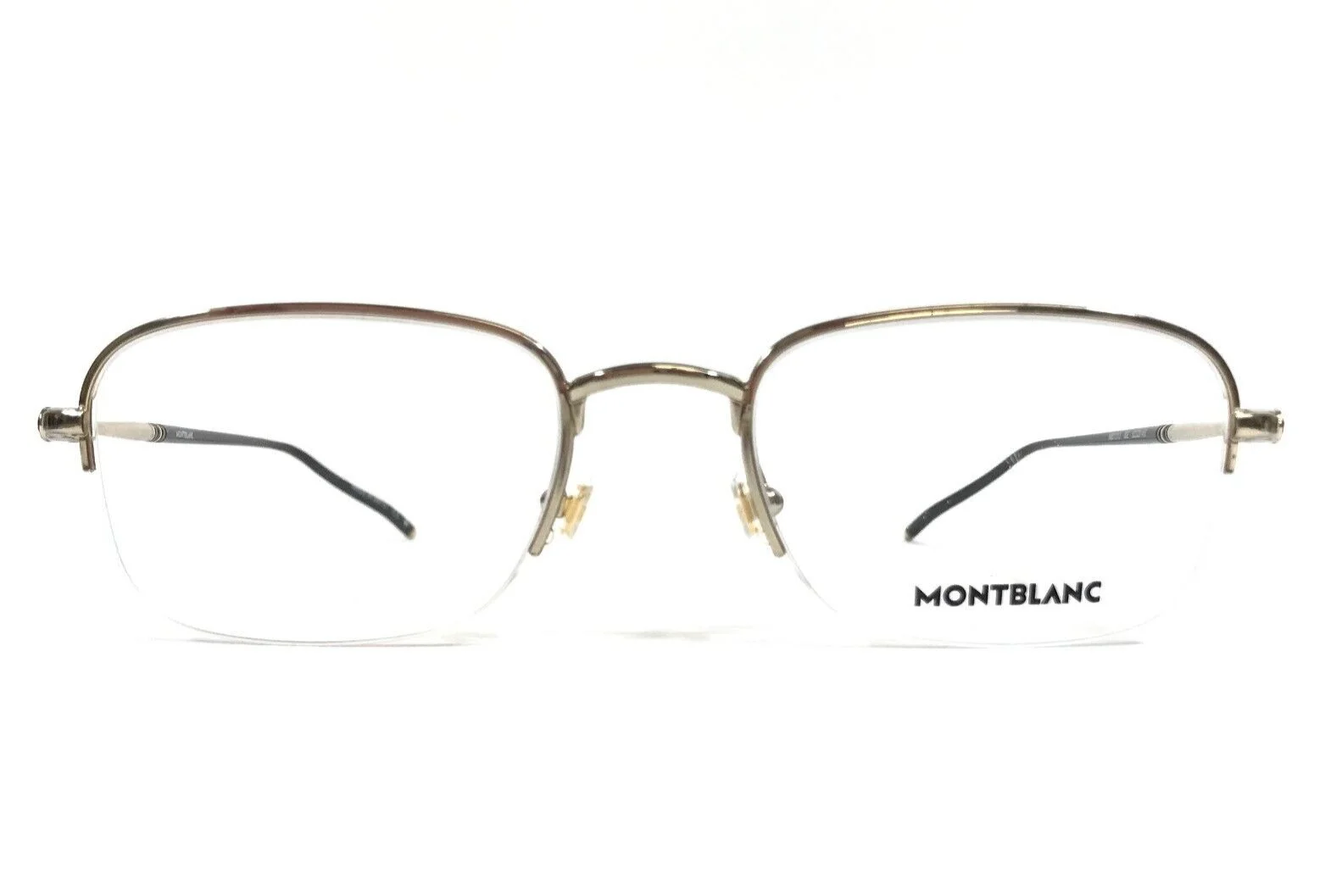 Montblanc Eyeglasses Frames MB0131O 002 Polished Gold Square Half Rim 52-20-145 1