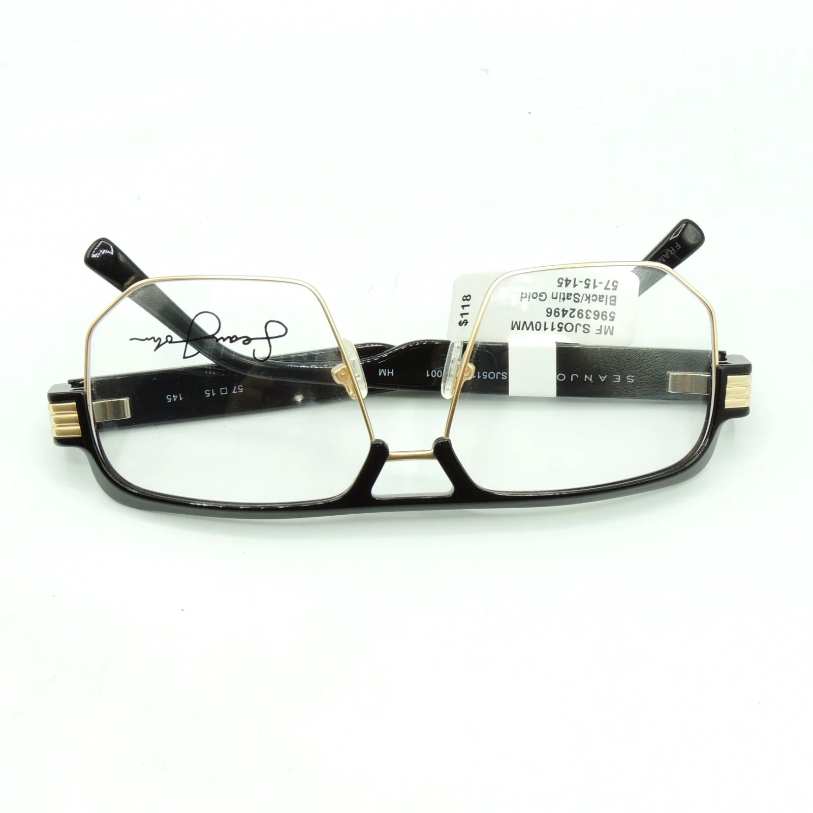 Sean John SJO 5110 001 Black Satin Gold Eyeglass Frames 57 15 145 2